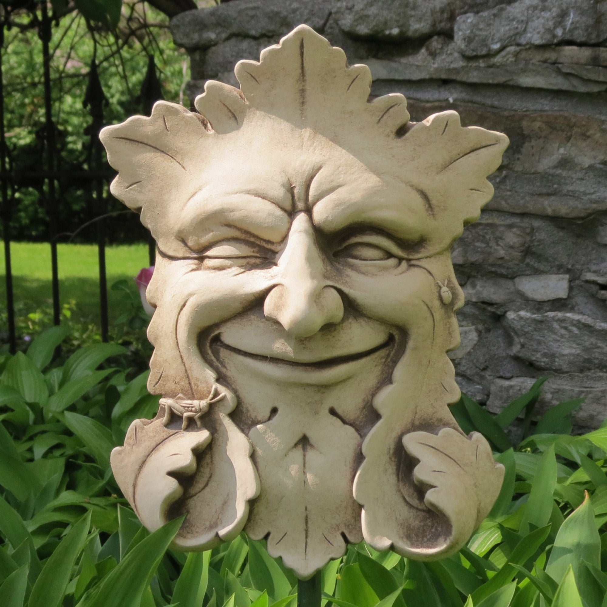 Garden Face Plaque for Home or Garden, Smiling Female Stone cheapest Garden Sculpture, Garden Smile Plaque for Patio or Deck, Flora Garden Plaque