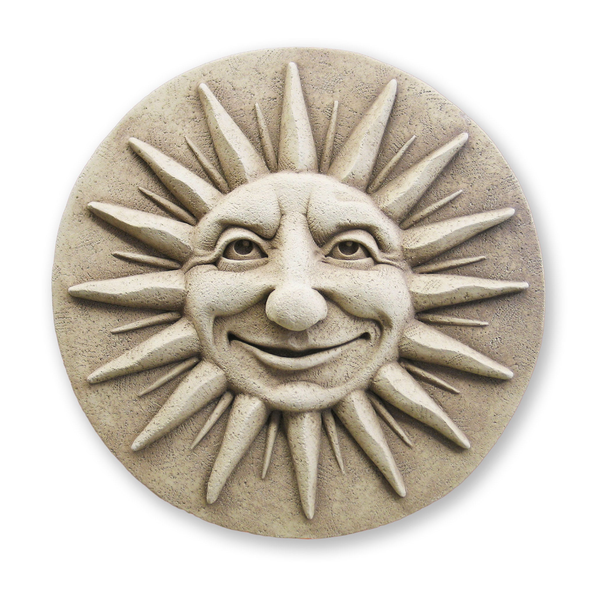 Smiling good Sun Face Tile, Handcrafted Whimsey Garden Plaque, Outdoor Wall Ornament, Whimsical Pottery Gifts