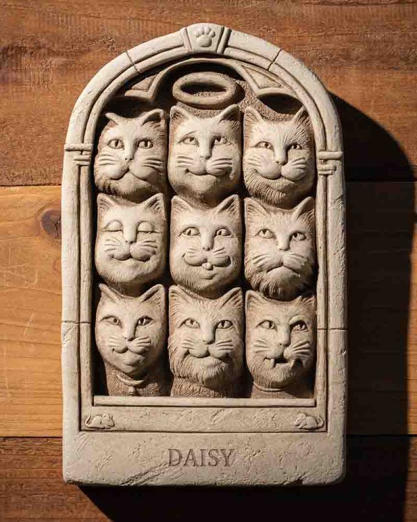 Nine Lives Kitty Cat Memorial Stone with Name