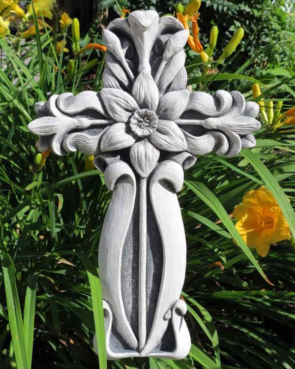 Floral Garden Cross Sculpture